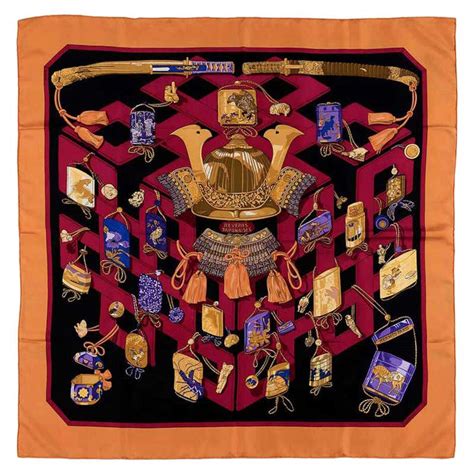 Very Rare Vintage Hermes Silk Scarf 'Reveries Japonaises' by 